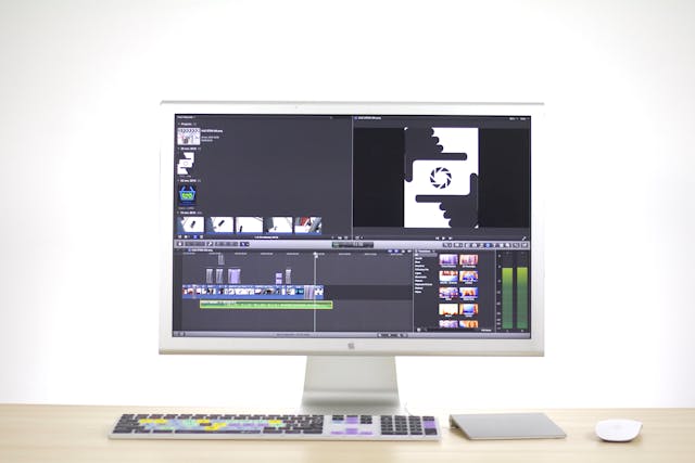 a computer desktop with video editing software open